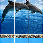 Панель ПВХ Панно 3шт Дельфины голубые 2700*250*8мм